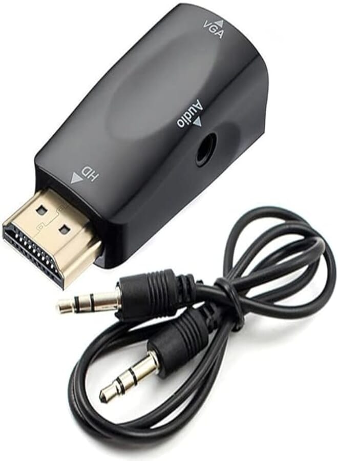 ZiYan HDMI to VGA Converter Audio Cable Resolution Video Compact Adapter with Audio Transmission 3.5 mm Jack Audio Socket Gold-Plated Contacts